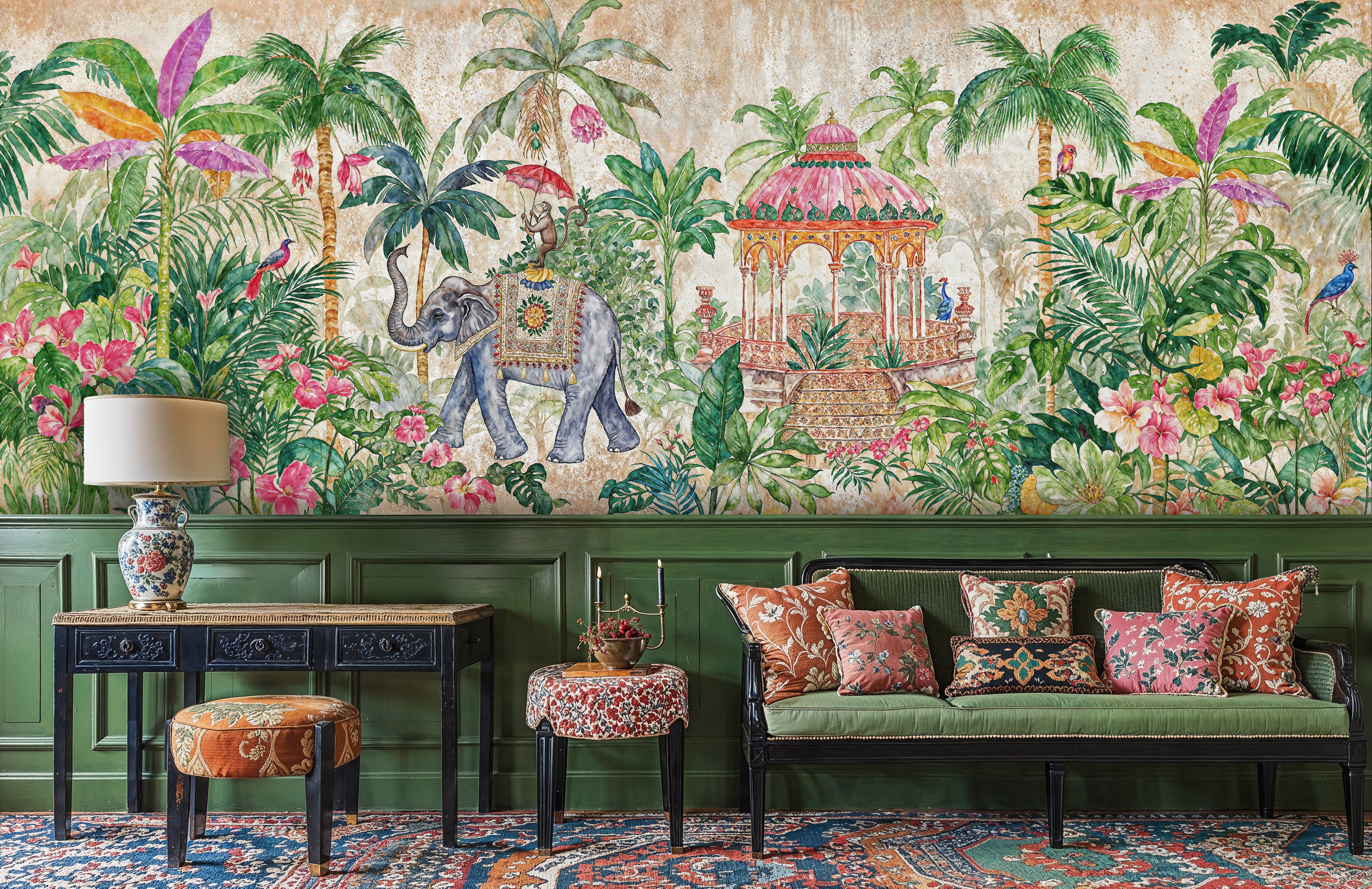 Elephant in Tropical Garden Wall Mural