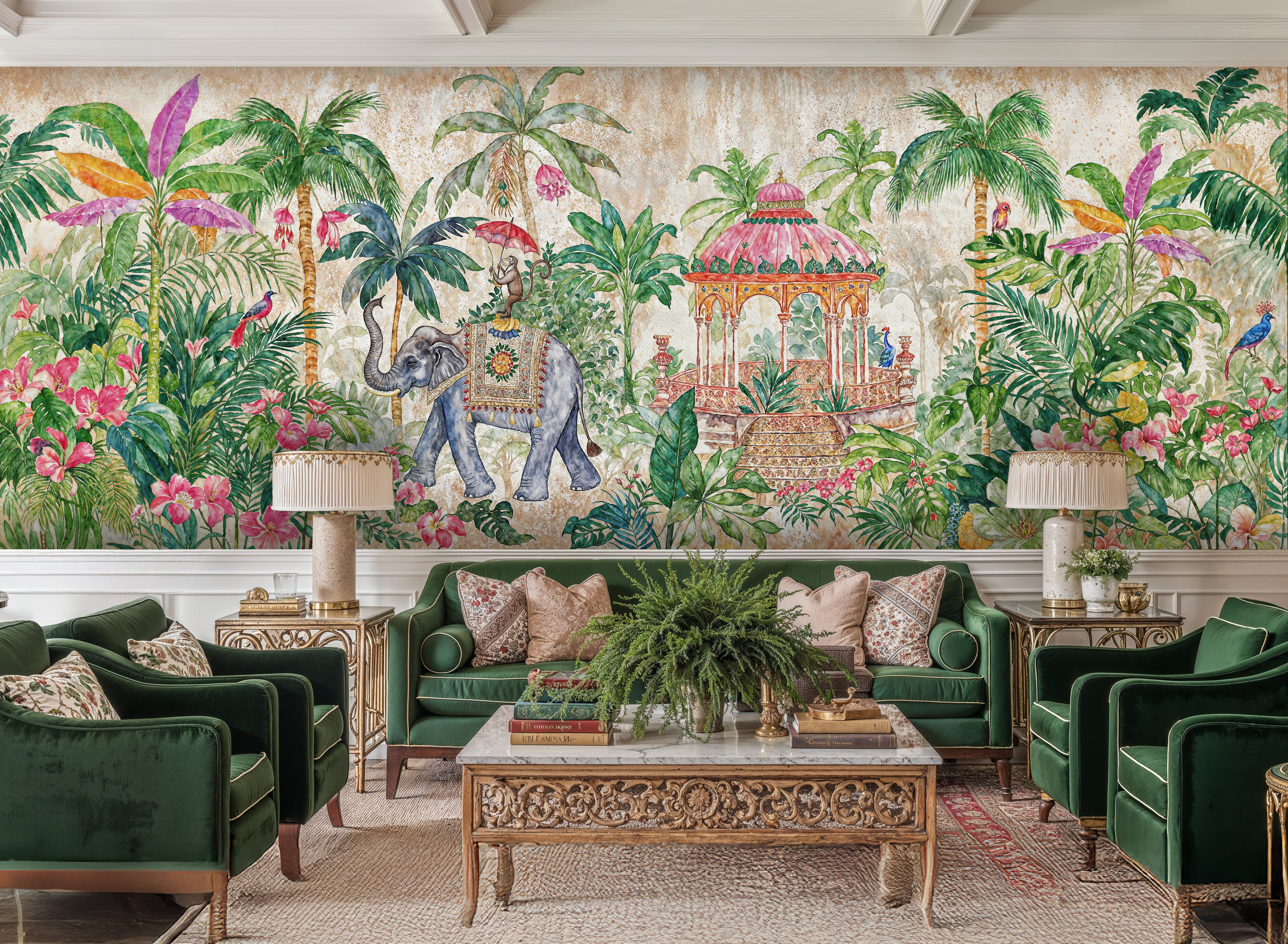 Elephant in Tropical Garden Wall Mural